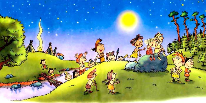 Группа туристов ночью в походе