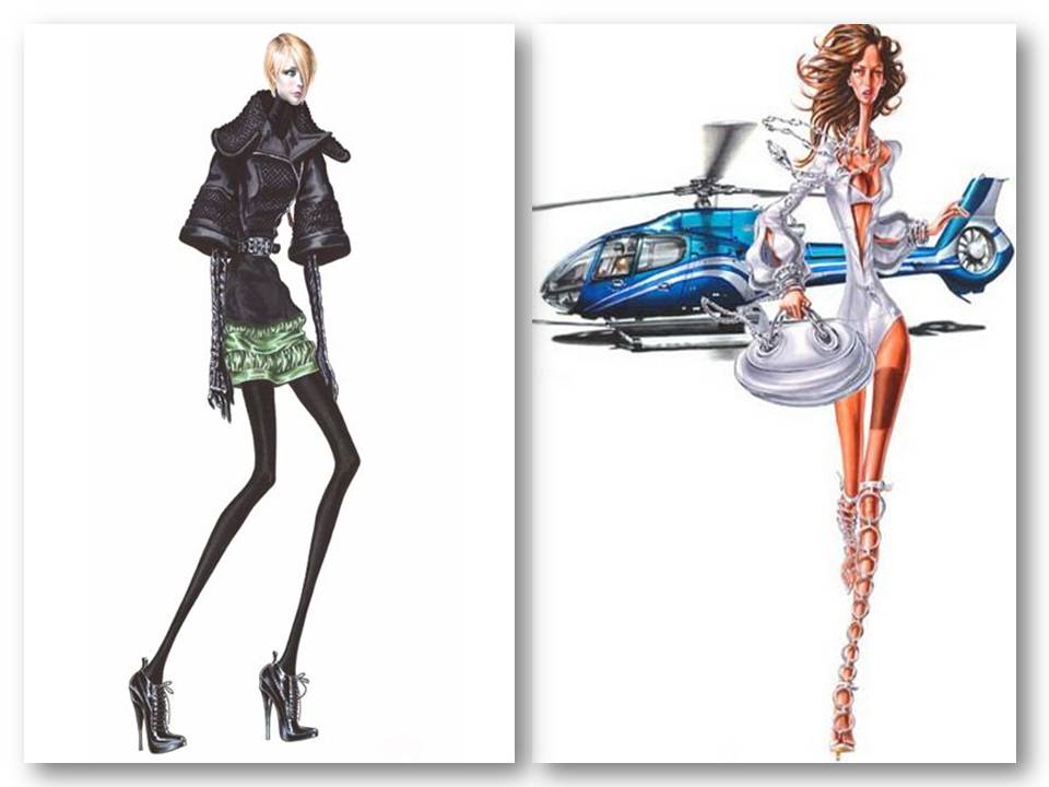 Рисунки двух девушек: анорексия и булимия.