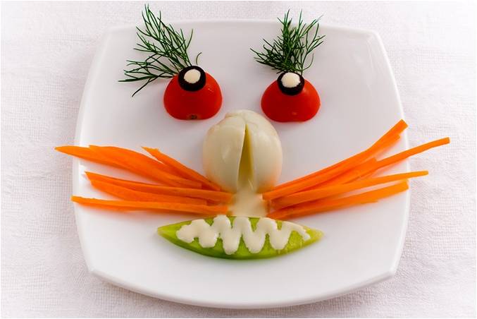 Салат в виде лица.