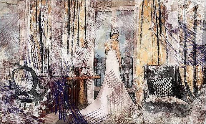 Невеста стала любовницей, в комнате стоит спиной.